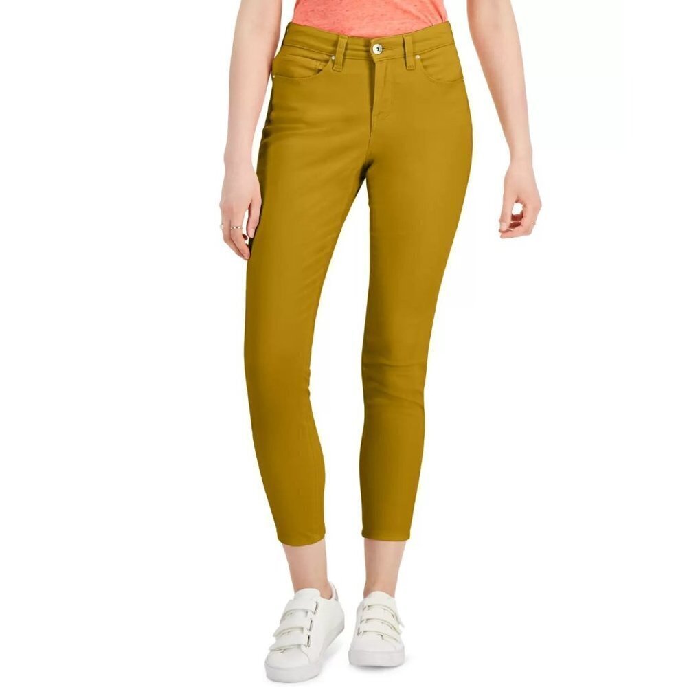 Style & Co Womens Petite Size 12P Curvy Skinny Jeans in Amber Haze Gold Yellow